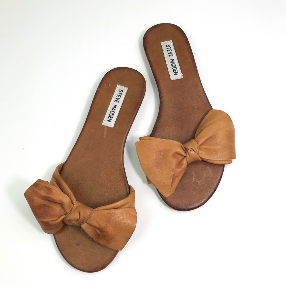 Steve Madden Leather Bow Slides Sz 38, Sz 6-6.5